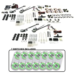 AutoLoc Power Accessories 18513 4 Door Power Window Kit (with 7 Daytona Billet Switches   Green Illumination)
