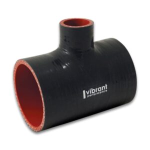 Vibrant Silicone T Adapter, 2 3/4 Inlet/Outlet ID x 1 Branch ID, 4 Long, 4 Ply Polyester, Black Jacket
