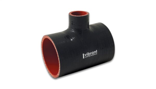 Vibrant Silicone T Adapter, 2 3/4 Inlet/Outlet ID x 1 Branch ID, 4 Long, 4 Ply Polyester, Black Jacket