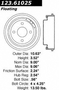 Centric Parts 123.61025 Brake Drum