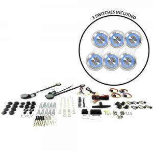 AutoLoc Power Accessories 18509 2 Door Power Window Kit (with 3 Retro Billet Switches   Blue Illumination)