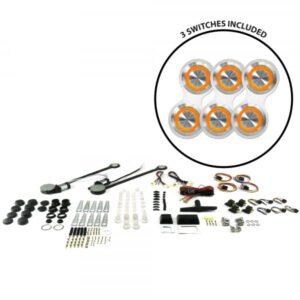 AutoLoc Power Accessories 18508 2 Door Power Window Kit (with 3 Retro Billet Switches   Orange Illumination)