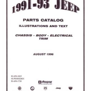 bishko automotive literature 1991 1992 1993 Jeep Parts Numbers List Guide Interchange Drawings Factory