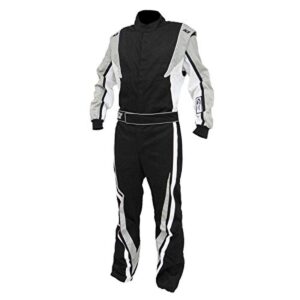 K1 Race Gear SFI 3.2a/1 Victory Auto Racing Suit (Black/White/Grey, Large/X Large)
