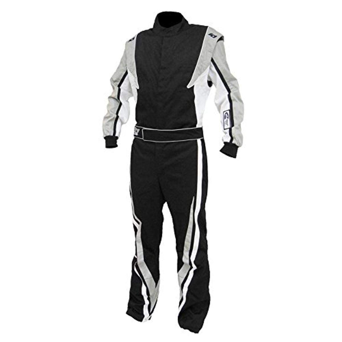 K1 Race Gear SFI 3.2a/1 Victory Auto Racing Suit (Black/White/Grey, Large/X Large)