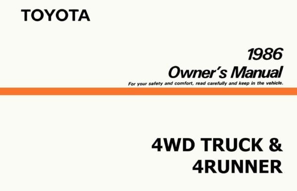 bishko automotive literature Owners Manual User Guide for The 1986 Toyota 4WD Truck & 4Runner