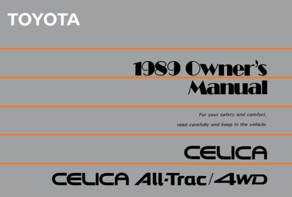 bishko automotive literature Owners Manual User Guide for The 1989 Toyota Celica All Trac / 4WD