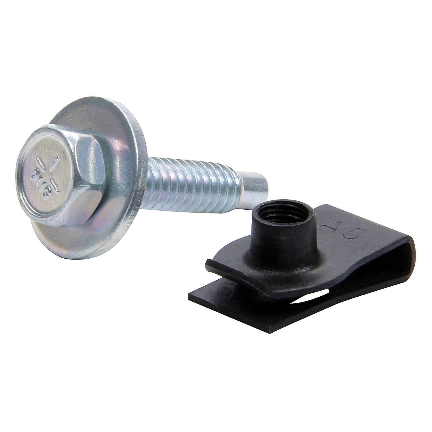 Body Bolt Kit, 1/4 20 in Thread, 1 1/8 in Long, Hex Head, Bolts/Clips/Washers, Steel, Zinc Oxide, Set of 10