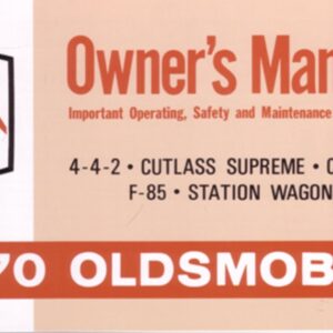 bishko automotive literature 1970 Oldsmobile 442 Cutlass F 85 Wagon Owners Manual User Guide Reference Book