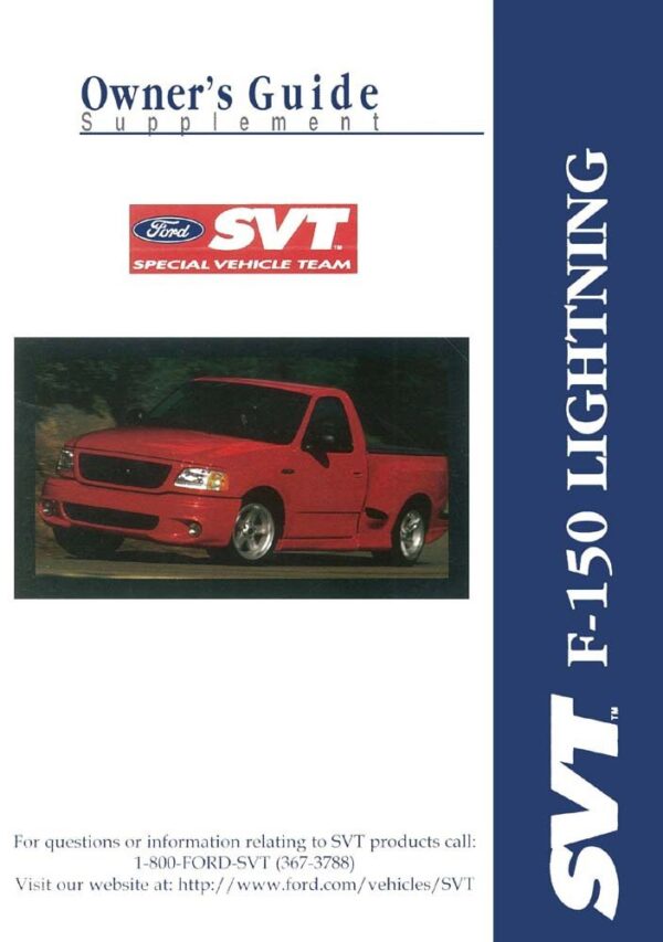 bishko automotive literature   Manual Supplement User Guide Operator for The 1999 Ford Truck F 150 SVT Lightning Owners