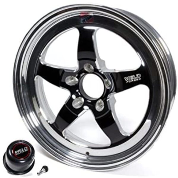 Wheel, S71, 17 x 5 in, 2.200 in Backspace, 5 x 4.75 in Bolt Pattern, High Pad, Aluminum, Black Anodize/Polished, Each