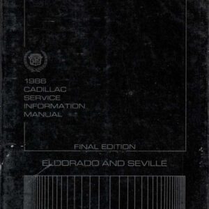 bishko automotive literature Shop Service Repair Manual for The 1986 Cadillac Eldorado Seville
