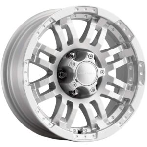 Vision 375 WARRIOR Custom Wheel   18x8.5, 18 Offset, 6x139.7 Bolt Pattern, 106.2mm Hub   Winter Paint Silver Rim