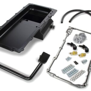 TRANS DAPT PERFORMANCE   LS SWAP OIL PAN/FILTER REOCATION KIT; SINGLE FILTER; VERTICAL PORT; BLACK PAN (0180)