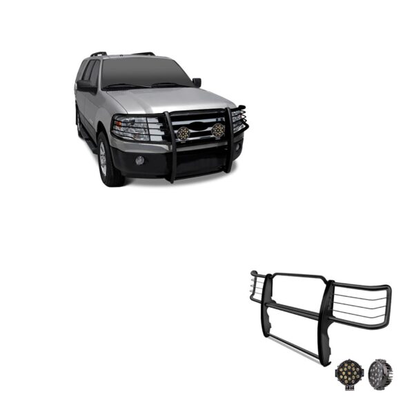 Black Horse Grille brush Bumper Guard Modular Black Come With pair of 7.0Dia.LED Lights with Black Trim Rings Compatible with 1995 2001 Ford Explorer1997 2001 Mercury Mountaineer 17F80218MA PLB