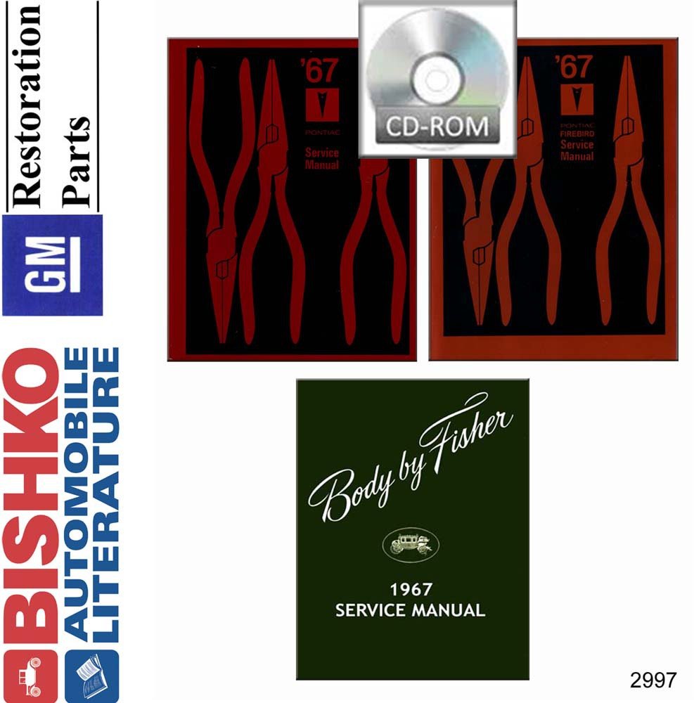 bishko automotive literature 1967 Pontiac Tempest Lemans GTO Shop & Body Service Repair Manual CD Engine