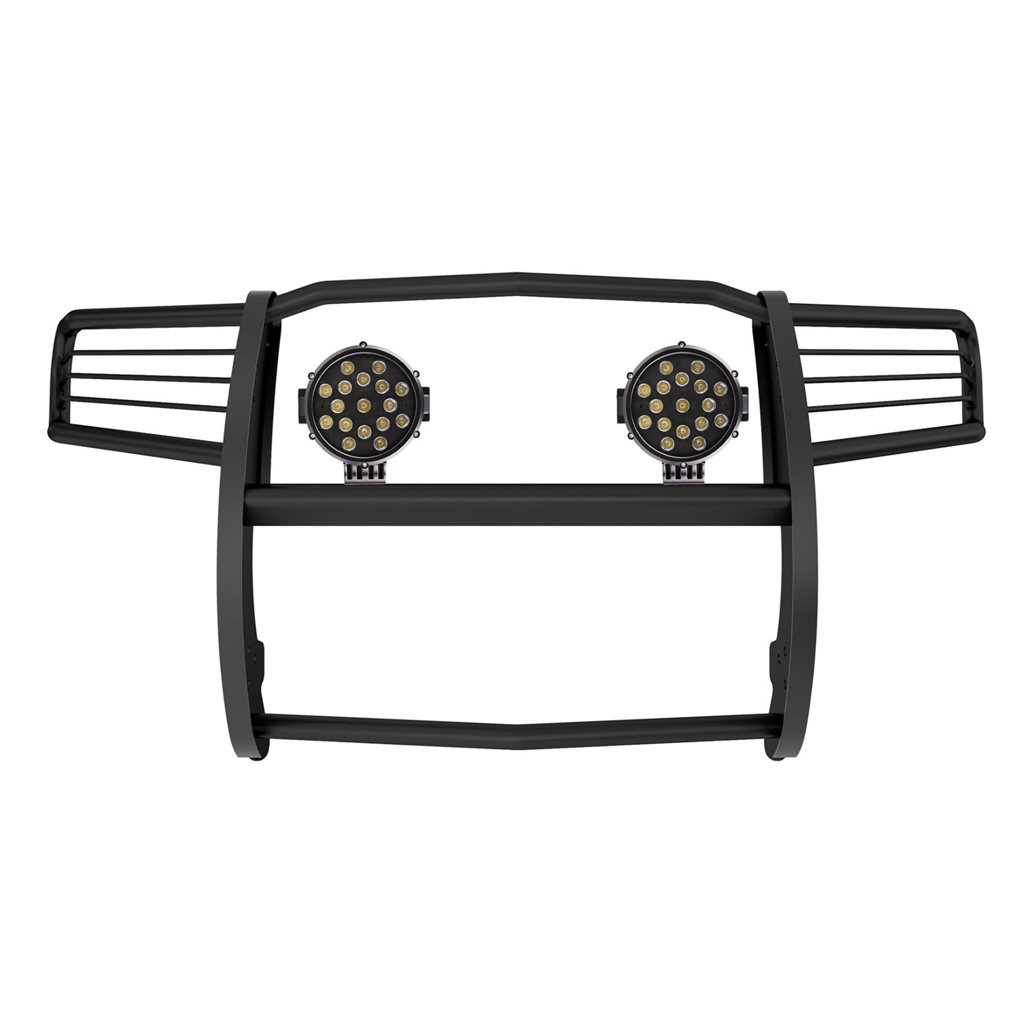 Black Horse Grille Brush Bumper Guard Modular Black Come with Pair of 7.0 Dia.LED Lights with Black Trim Rings Compatible with 2011 2021 Jeep Grand Cherokee 17A080202MA PLB