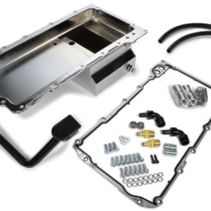 TRANS DAPT PERFORMANCE   LS SWAP OIL PAN/FILTER REOCATION KIT; SINGLE FILTER; HORIZONTAL PORT; CHROME PAN (0184)