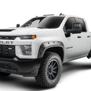 Bushwacker Forge Pocket/Rivet Style Front & Rear Fender Flares | 4 Piece Set, Black, Textured Finish | 48146 08 | Fits 2020 2024 Chevrolet Silverado 2500 HD, 3500 HD