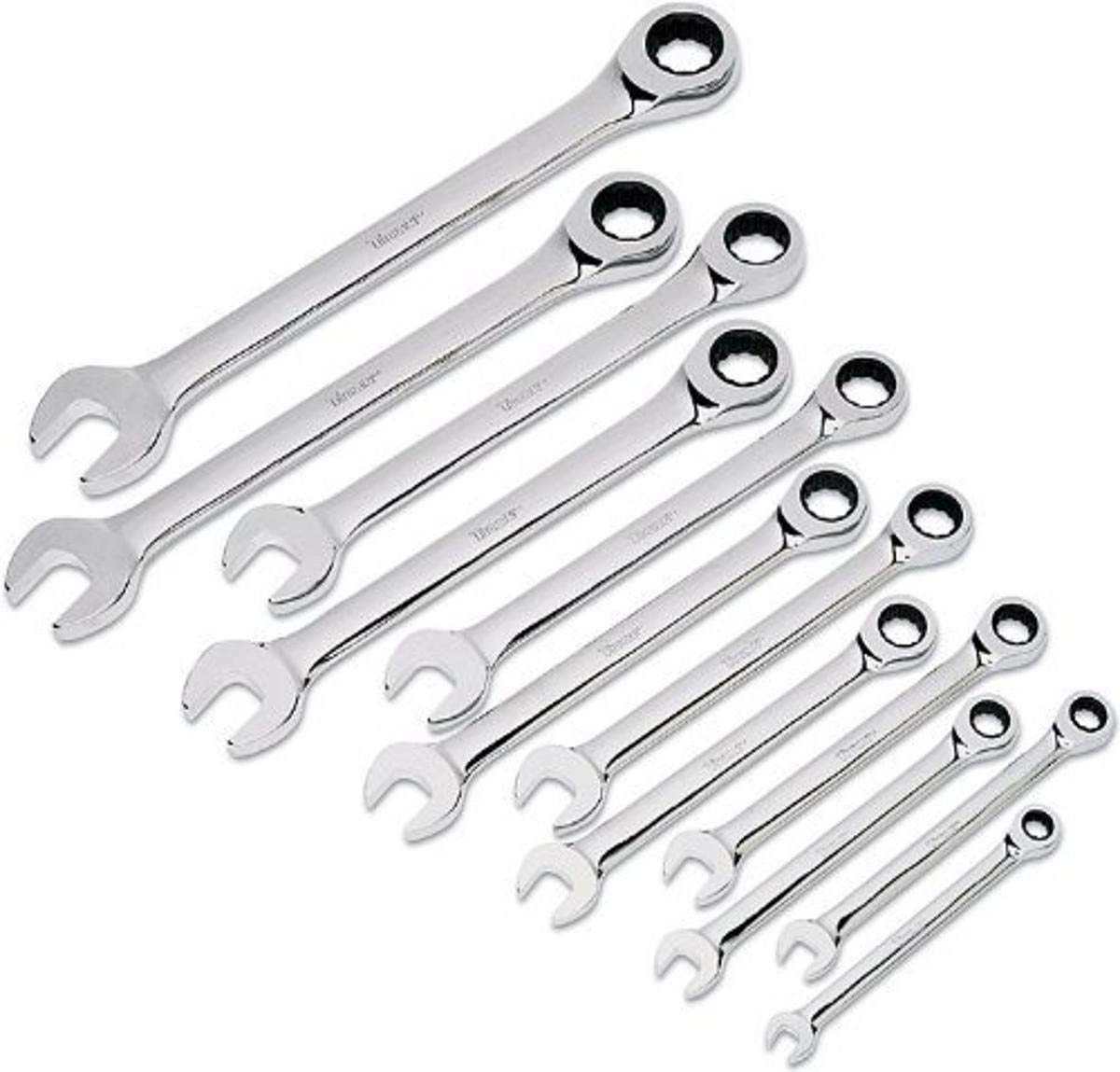 Titan 17355 12 Piece 12 Point 72 Tooth Metric Ratcheting Combination Wrench Set