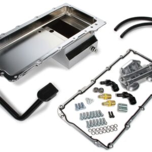 TRANS DAPT PERFORMANCE   LS SWAP OIL PAN/FILTER REOCATION KIT; DOUBLE FILTER; HORIZONTAL PORT; CHROME PAN (0185)