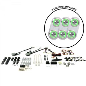 AutoLoc Power Accessories 18498 2 Door Power Window Kit (with 3 Daytona Billet Switches   Green Illumination)