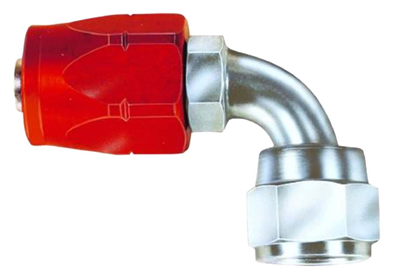 Aeroquip FBM1031 AQP Hose Fitting 04AN Hose Size 90 deg. Elbow Non Swivel Steel Red/Silver Bulk Packaged