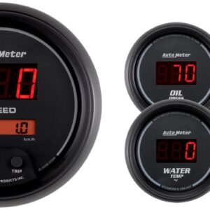 Auto Meter 6300 Sport Comp Digital 5 pc. Kit Box with Programmable Electric Speedometer and Electric Oil Pressure Water Temperature Volts and Programmable Fuel Level