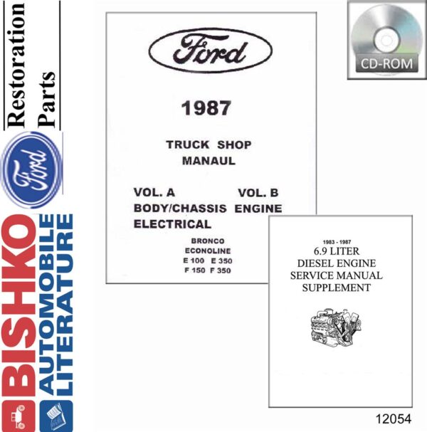 bishko automotive literature Service Manual CD OEM for The 1987 Ford Light Duty Truck (w/ 83 87 Diesel Supplement)