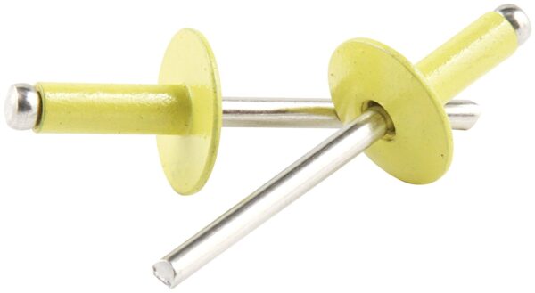 Allstar ALL18181  Large Head Rivet, Steel, Yellow, Pack of 250
