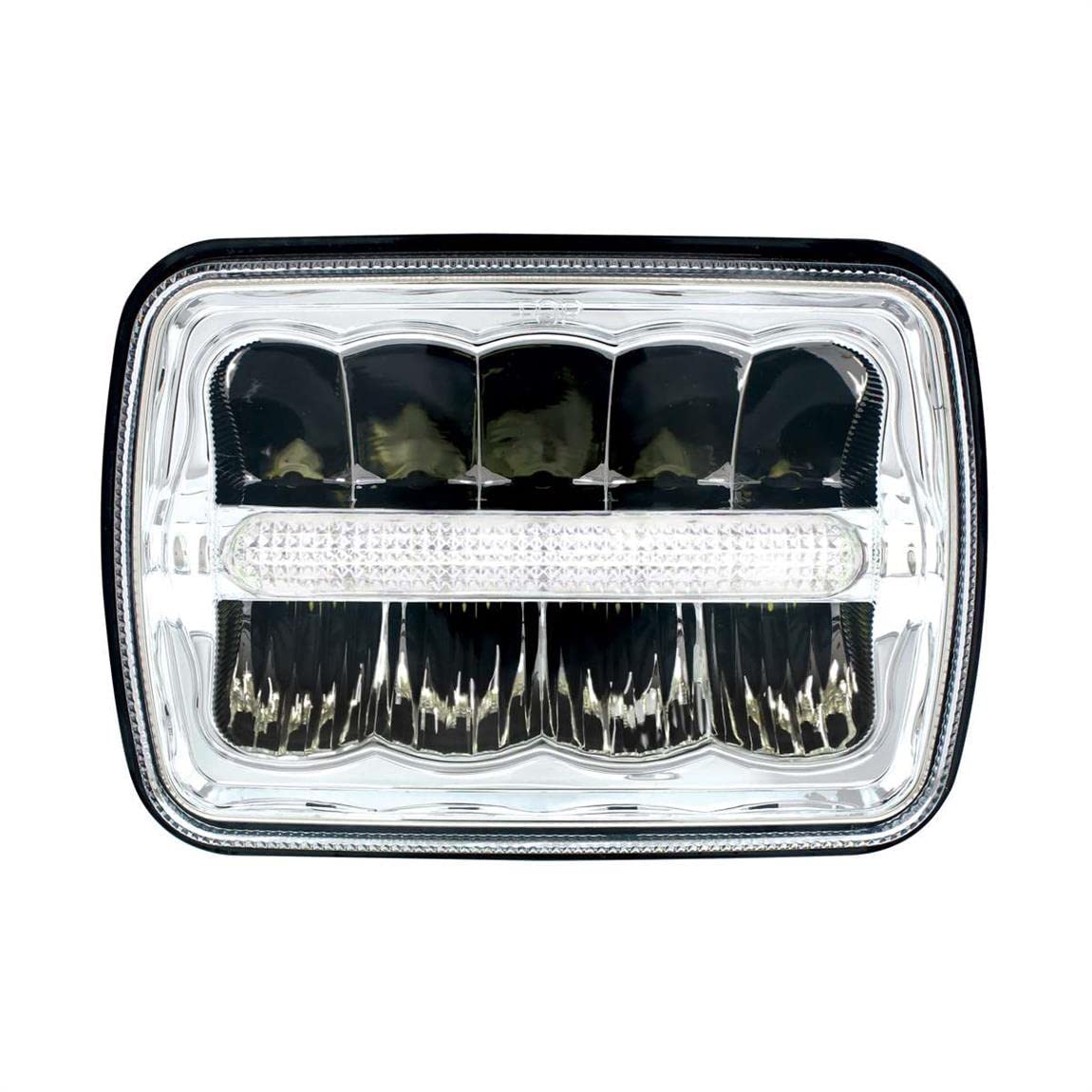 United Pacific 34122 9 High Power Headlight Lh Or Rh, 5 X 7 In. Rectangle, Black Housing, High/Low Beam, With 6 Brig