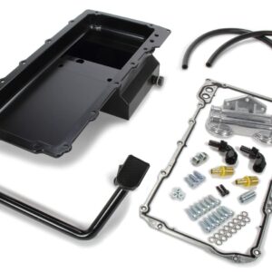 TRANS DAPT PERFORMANCE   LS SWAP OIL PAN/FILTER REOCATION KIT; DOUBLE FILTER; HORIZONTAL PORT; BLACK PAN (0182)