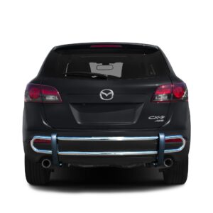 Black Horse Rear Bumper Guard Double Tube Stainless Steel Compatible with 2007 2015 Mazda CX 9 8D992355SS