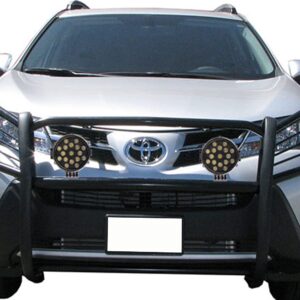 Black Horse Grille Brush Bumper Guard Modular Black Come with Pair of 7.0 Dia.LED Lights with Black Trim Rings Compatible with 2006 2018 Toyota RAV4 17A093902MA PLB
