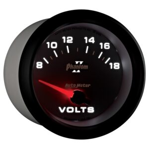 Auto Meter 7891 Phantom II 2 5/8 8 18 Volts Voltmeter Gauge