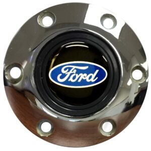 VSW S6 Chrome Horn Button Compatible with 6 Bolt Steering Wheel, Script Gel Emblem STE1001CHR