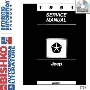 bishko automotive literature 1991 Jeep Cherokee Comanche Wrangler Shop Service Repair Manual CD Engine