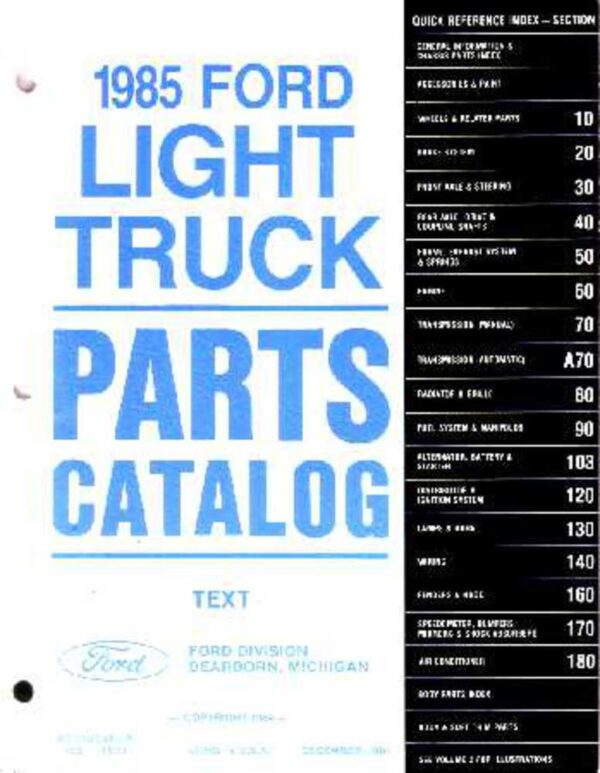 bishko automotive literature 1985 Ford Truck Bronco Econoline Part Numbers Book Interchange Illustrations OEM