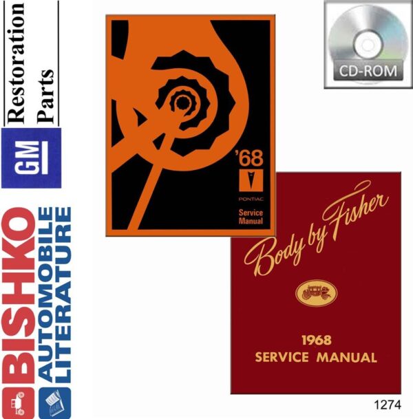 bishko automotive literature 1968 Pontiac Firebird Bonneville Shop & Body Service Repair Manual CD Engine