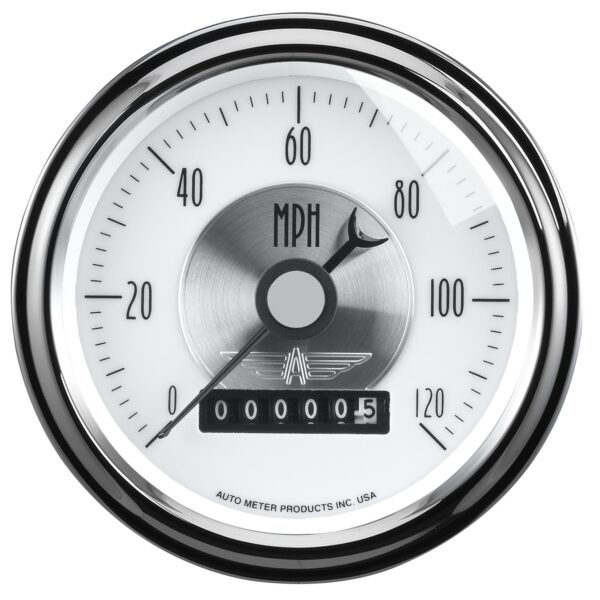 Auto Meter 2085 Prestige Pearl 3 3/8 Electric Speedometer (0 120 MPH, 85.7mm)