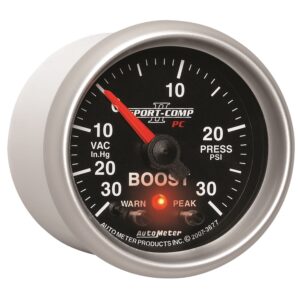 Auto Meter 3677 Sport Comp II PC 2 1/16 30 in. Hg/30 PSI Full Sweep Electric Vacuum/Boost Gauge Peak and Warn with Electronic Control