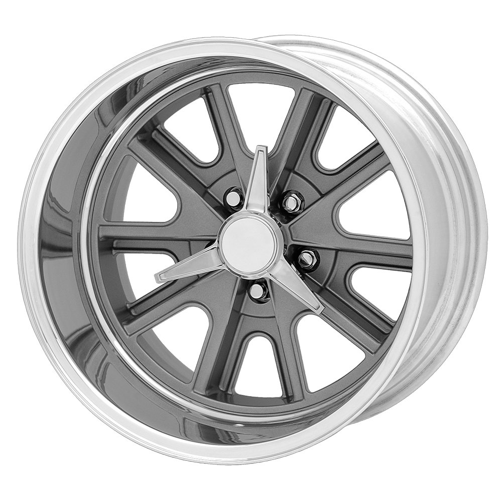 VN427 SHELBY COBRA 17x8, Bolt Pattern: 5x4.5/, Offset: 12, TWO PIECE MAG GRAY CENTER POLISHED BARREL, set of 1