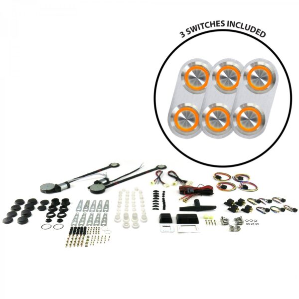 AutoLoc Power Accessories 18500 2 Door Power Window Kit (with 3 Daytona Billet Switches   Orange Illumination)