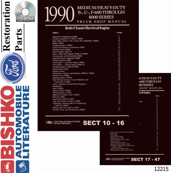 bishko automotive literature Shop Service Repair Manual CD Engine Drivetrain for The 1990 Ford Med Duty Heavy Duty