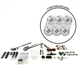 AutoLoc Power Accessories 18499 2 Door Power Window Kit (with 3 Daytona Billet Switches   White Illumination)
