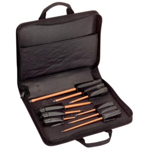 Klein Tools 33528 Insulated Screwdriver Kit with Carrying Case, Made in USA, 1000 V, Cushion Grip, 9 Piece