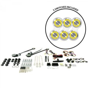 AutoLoc Power Accessories 18510 2 Door Power Window Kit (with 3 Retro Billet Switches   Yellow Illumination)