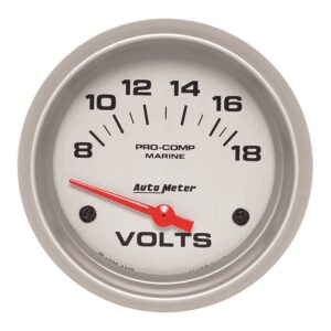 Auto Meter 200757 33 Ultra Lite Gauge, Voltmeter, 2 5/8, 18V, Electric, Marine Silver