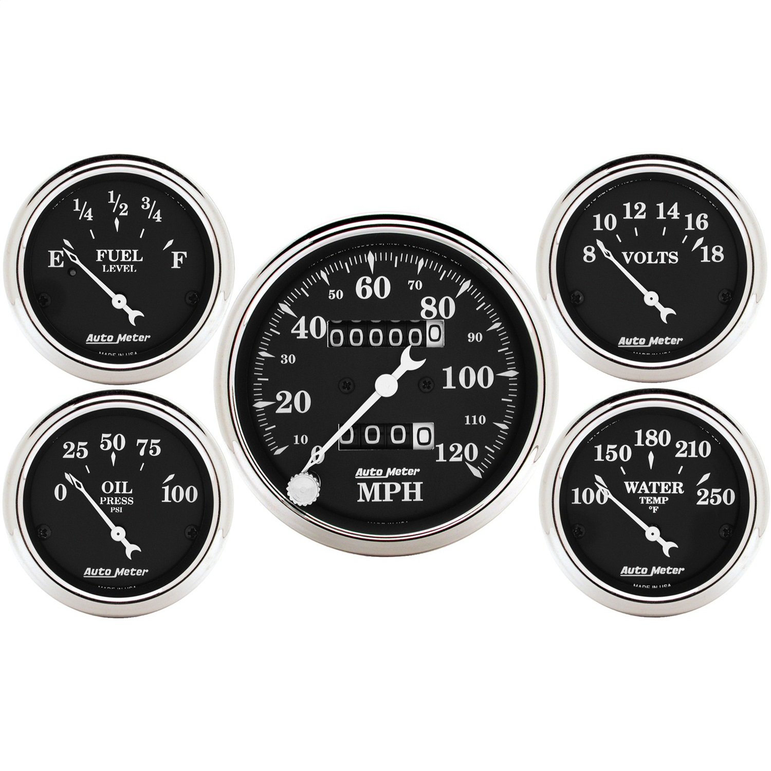 Auto Meter 1708 Old TYME Black Street Rod Kit