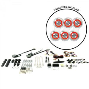 AutoLoc Power Accessories 18505 2 Door Power Window Kit (with 3 Retro Billet Switches   Red Illumination)